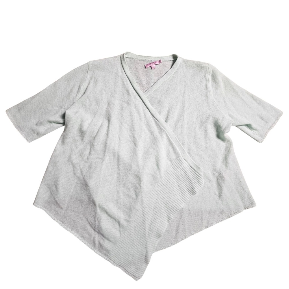 Calypso St Barth 100% Cashmere Wrap Cardigan S Short Sleeve Mint Quiet Luxury